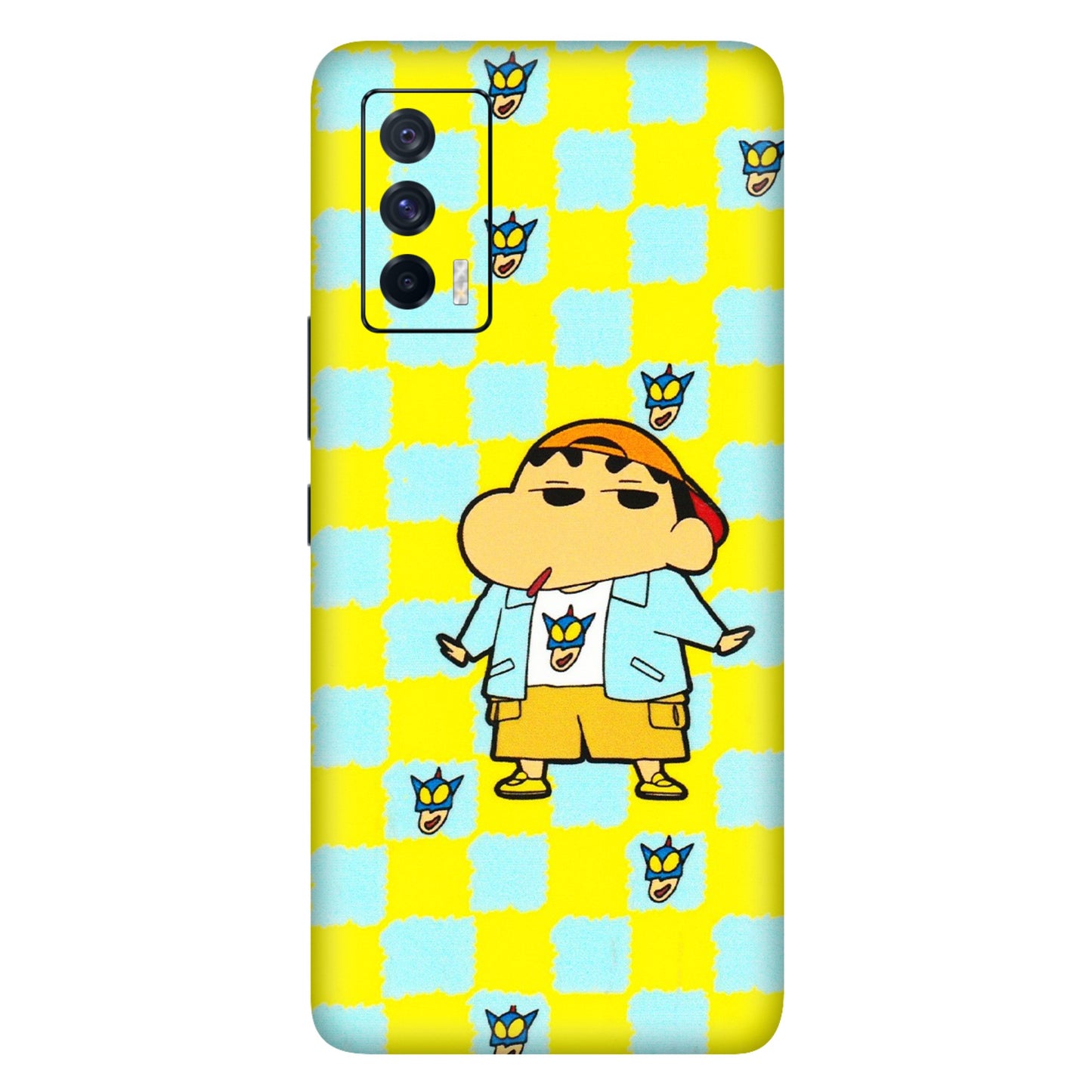 IQOO Phone Skins (All Models) - Yellow Blue Shinchan Cute - 3D Embossed Finish (L-221) IQOO 7