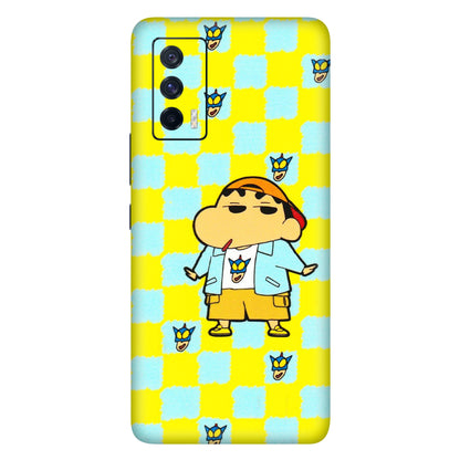 IQOO Phone Skins (All Models) - Yellow Blue Shinchan Cute - 3D Embossed Finish (L-221) IQOO 7
