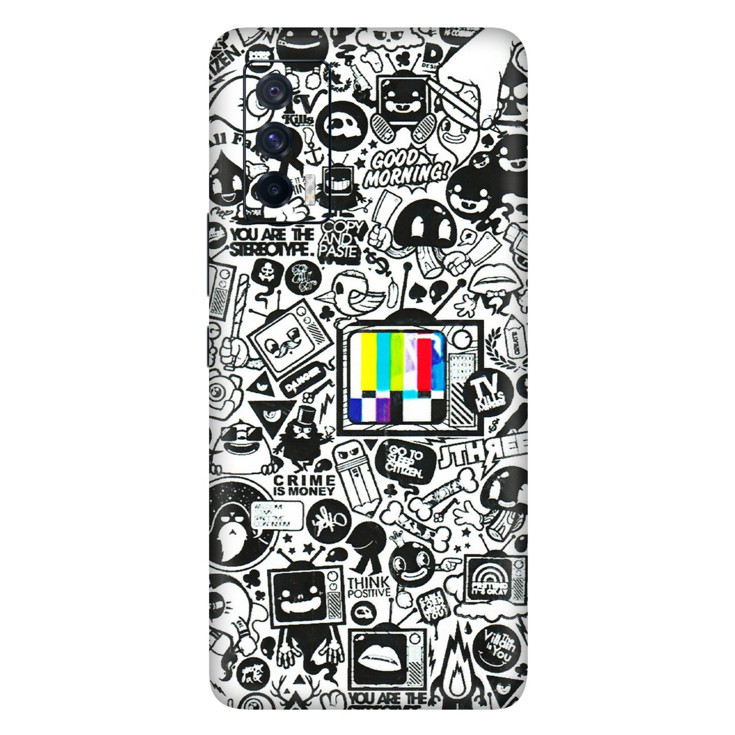 IQOO Phone Skins (All Models) - Doodles Positive Art - 3D Embossed Finish (L-263) IQOO 7