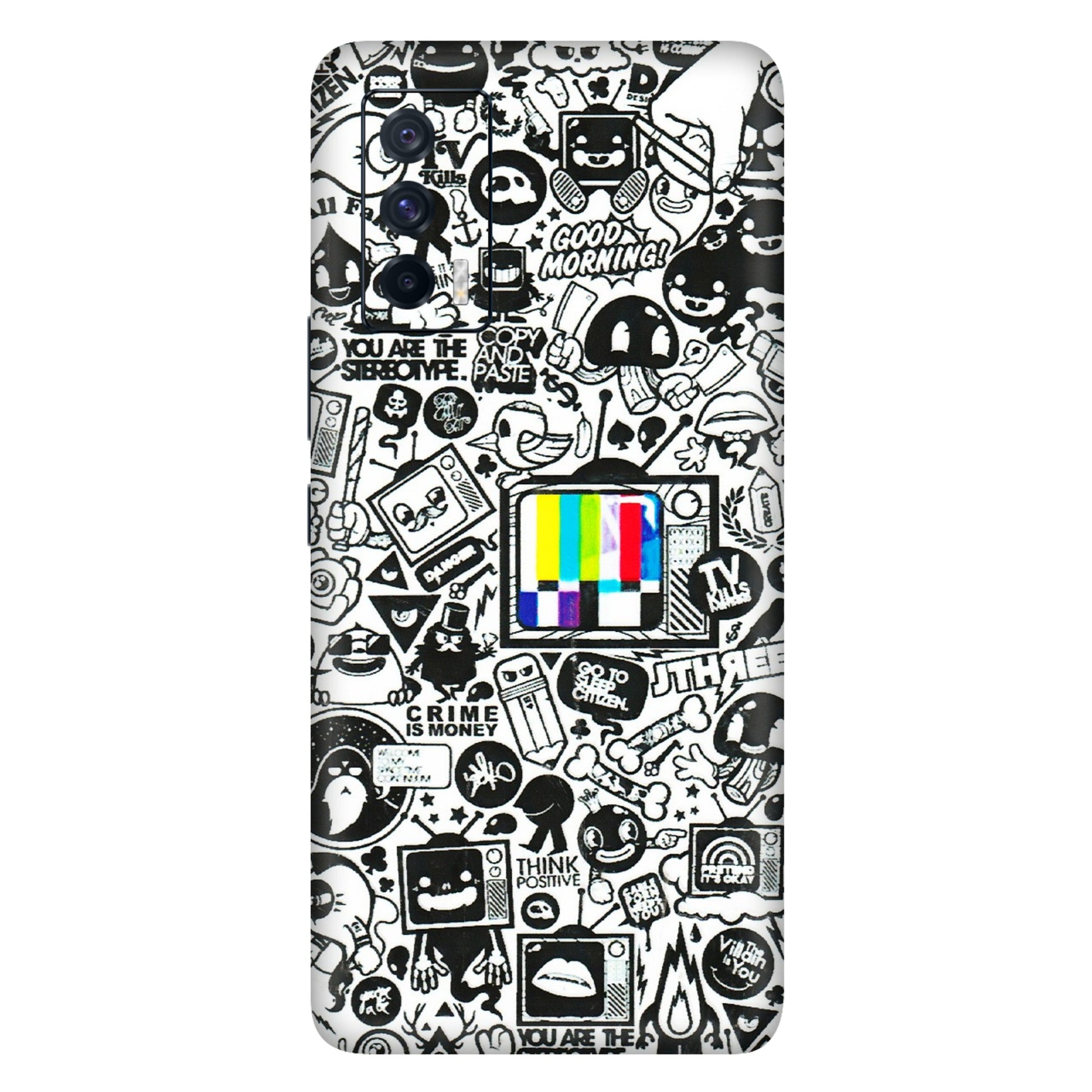 IQOO Phone Skins (All Models) - Doodles Positive Art - 3D Embossed Finish (L-263) IQOO 7