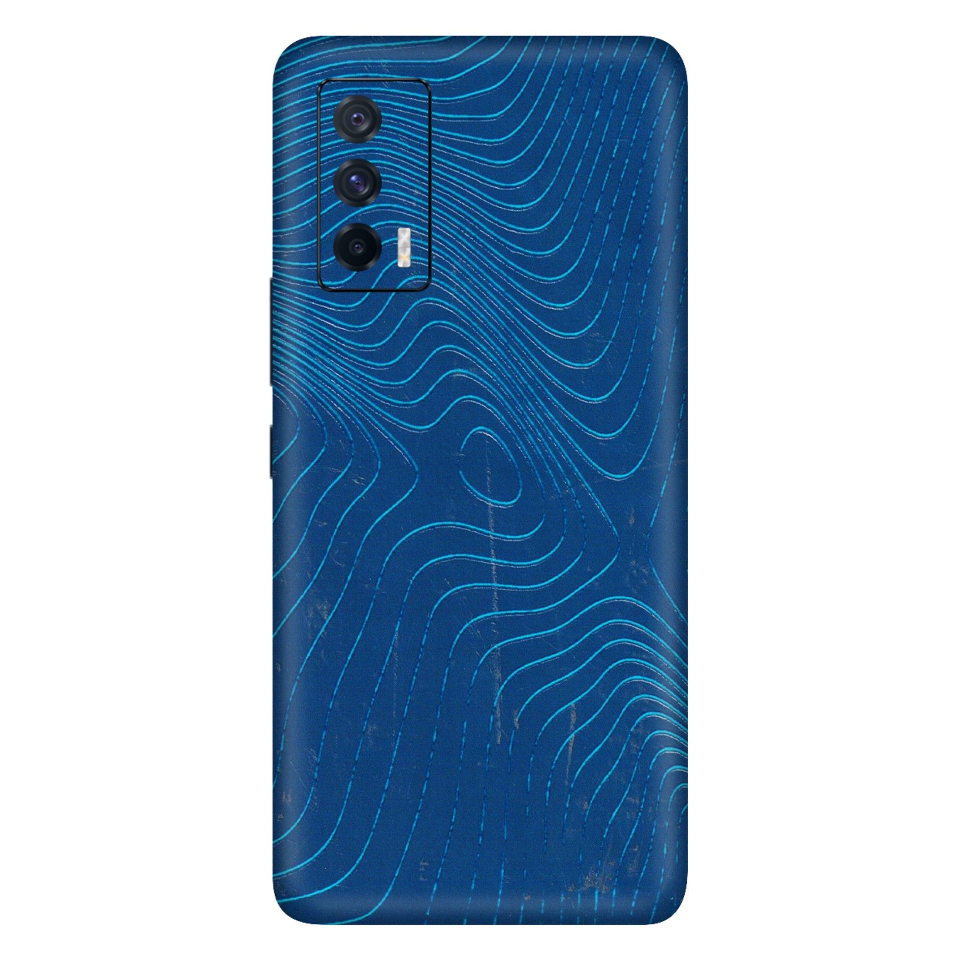 IQOO Phone Skins (All Models) - Abstract Blue Line Map - 3D Embossed Finish (L-272) IQOO 7
