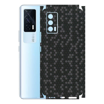 IQOO Phone Skins (All Models) - Black Grey Honeycomb Sober - 3D Embossed Finish (L-85) IQOO 7