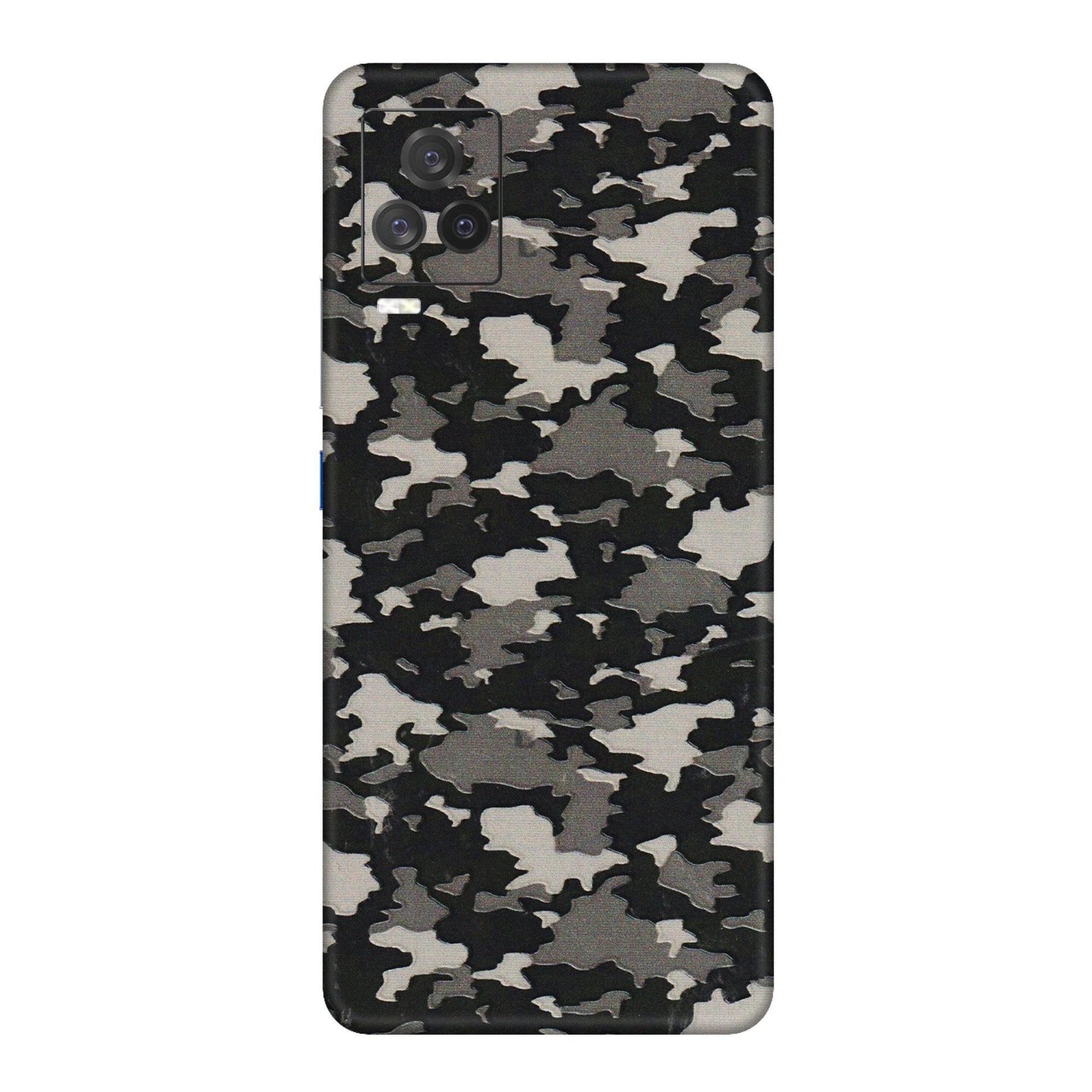 IQOO Phone Skins (All Models) - Black/Grey Camoflaunge - 3D Embossed Finish (L-142) IQOO 7 Legend
