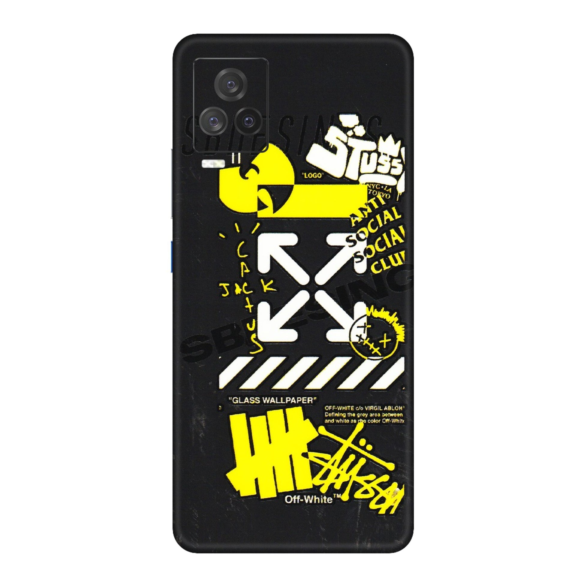 IQOO Phone Skins (All Models) - Anti Social Graffiti - 3D Embossed Finish (L-198) IQOO 7 Legend