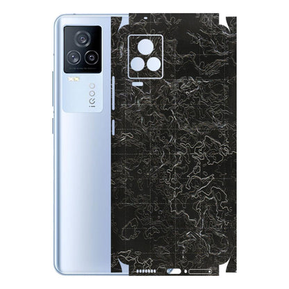 IQOO Phone Skins (All Models) - Black map Texture - 3D Embossed Finish (L-201) IQOO 7 Legend