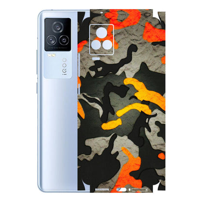 IQOO Phone Skins (All Models) - Orange Camouflage - 3D Embossed Finish (L-204) IQOO 7 Legend