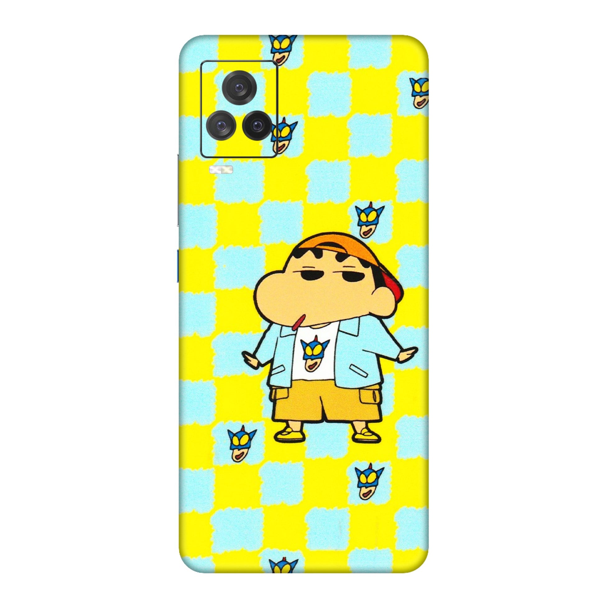 IQOO Phone Skins (All Models) - Yellow Blue Shinchan Cute - 3D Embossed Finish (L-221) IQOO 7 Legend