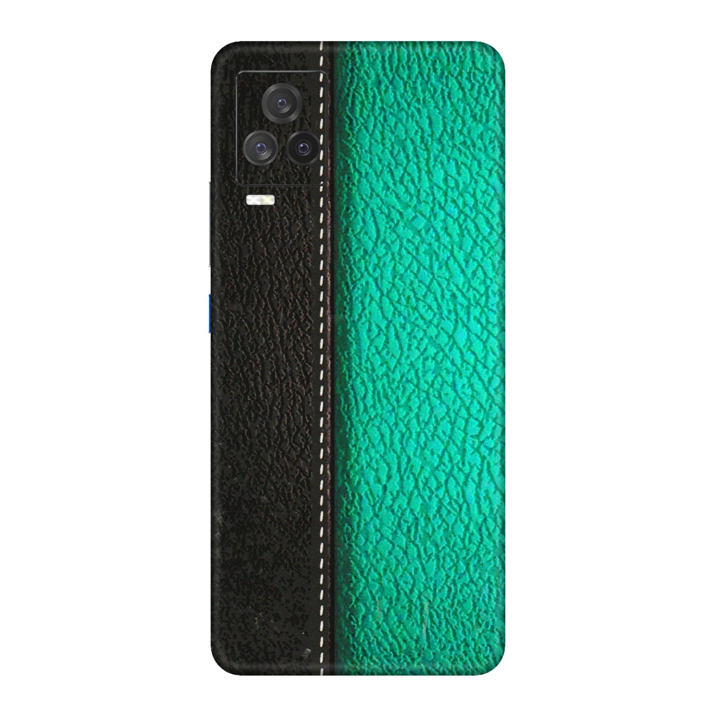 IQOO Phone Skins (All Models) - Black Green Dual Leather Stich - 3D Embossed Finish (L-233) IQOO 7 Legend