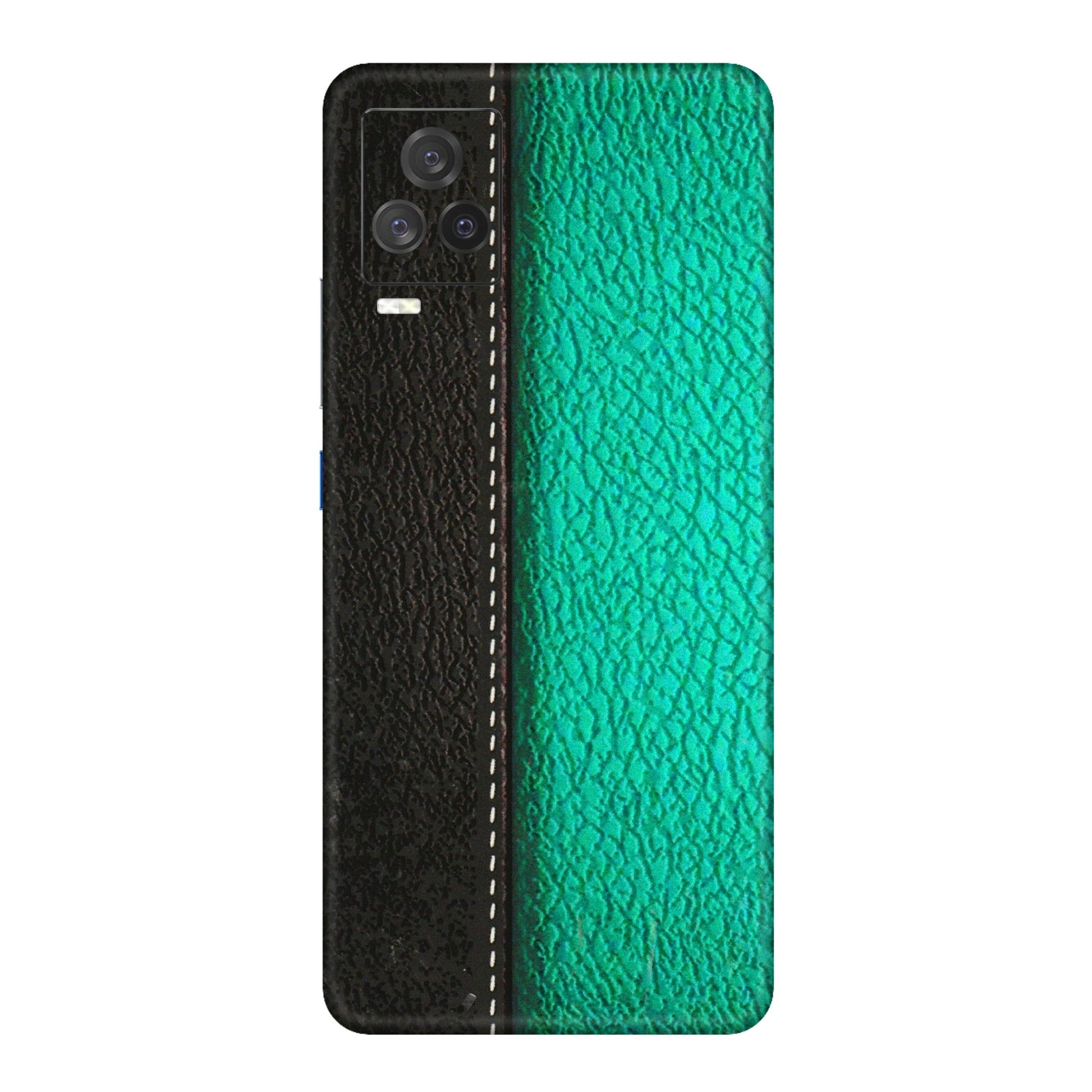IQOO Phone Skins (All Models) - Black Green Dual Leather Stich - 3D Embossed Finish (L-233) IQOO 7 Legend