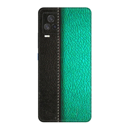 IQOO Phone Skins (All Models) - Black Green Dual Leather Stich - 3D Embossed Finish (L-233) IQOO 7 Legend