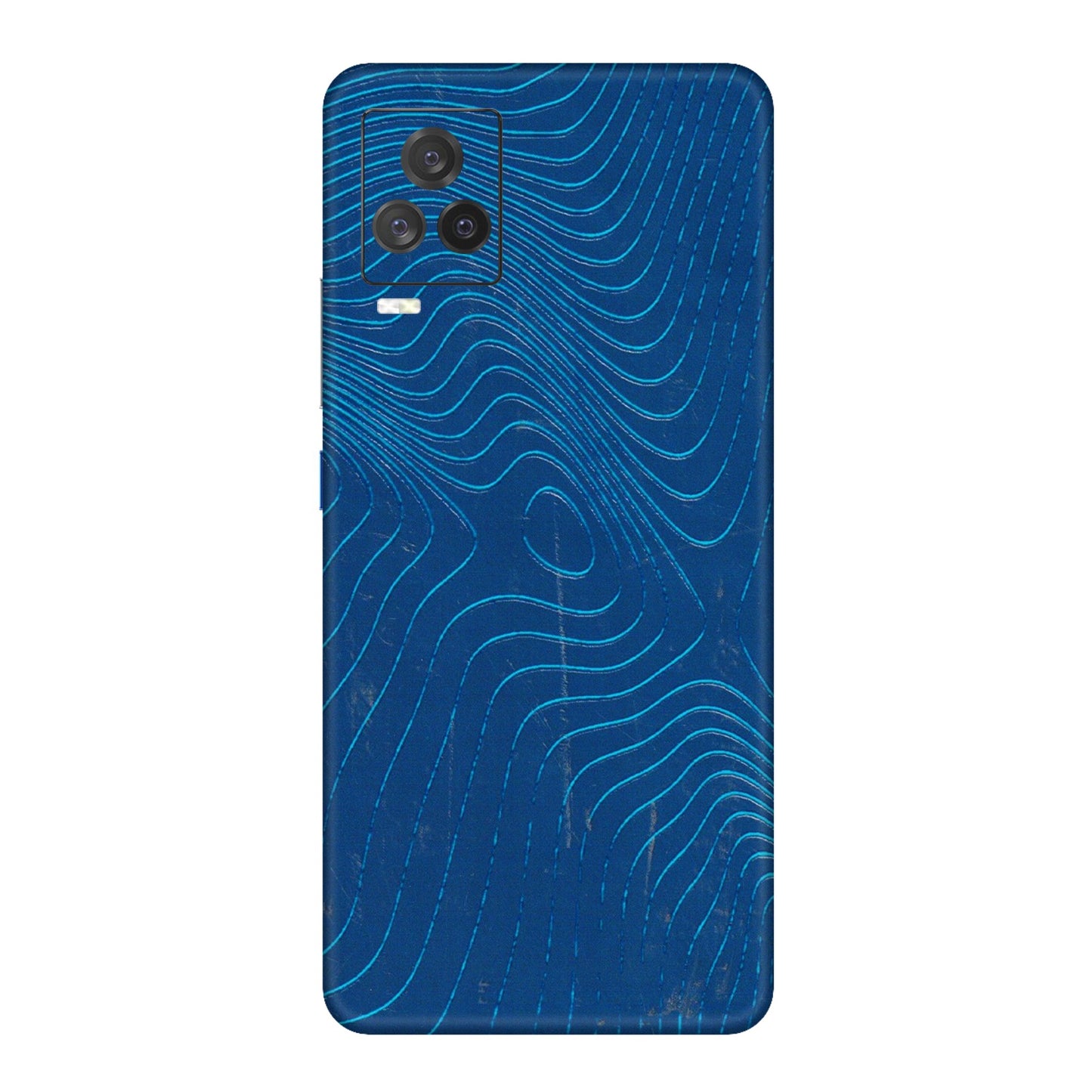 IQOO Phone Skins (All Models) - Abstract Blue Line Map - 3D Embossed Finish (L-272) IQOO 7 Legend