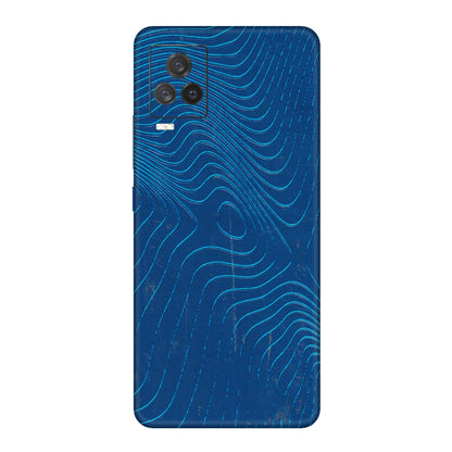 IQOO Phone Skins (All Models) - Abstract Blue Line Map - 3D Embossed Finish (L-272) IQOO 7 Legend