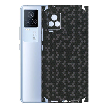 IQOO Phone Skins (All Models) - Black Grey Honeycomb Sober - 3D Embossed Finish (L-85) IQOO 7 Legend