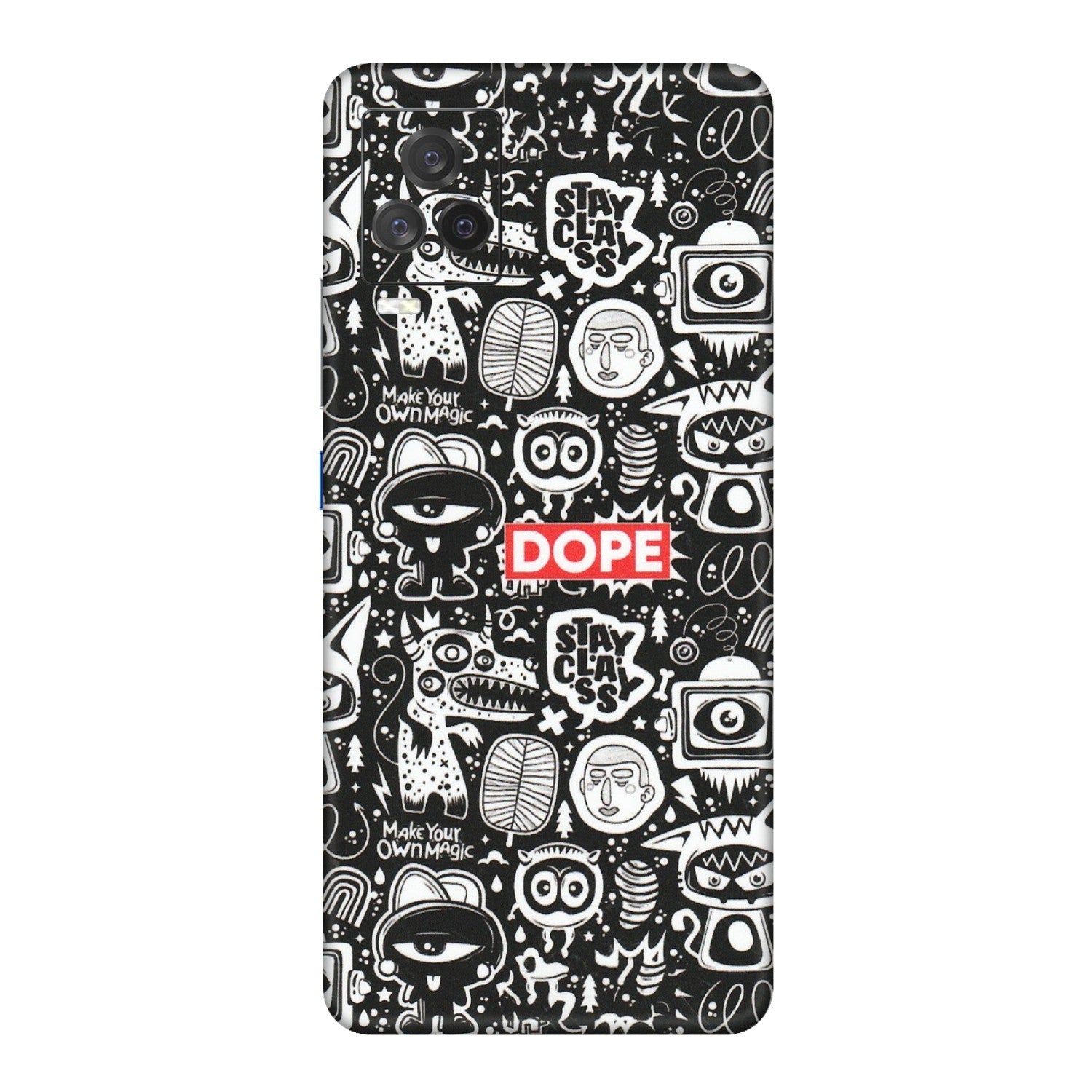IQOO Phone Skins (All Models) - Dope Stay Classy Black Doodles - Matte Finish (M-126) IQOO 7 Legend