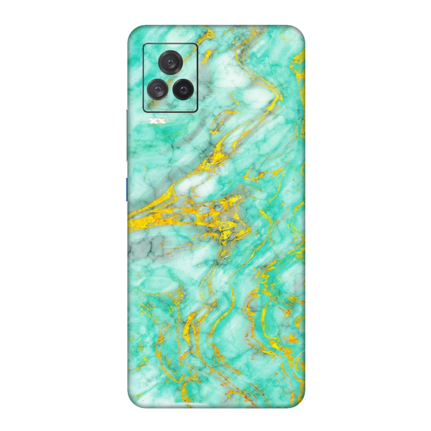 IQOO Phone Skins (All Models) - Green And Gold Marble Feel - Matte Finish (M-16) IQOO 7 Legend