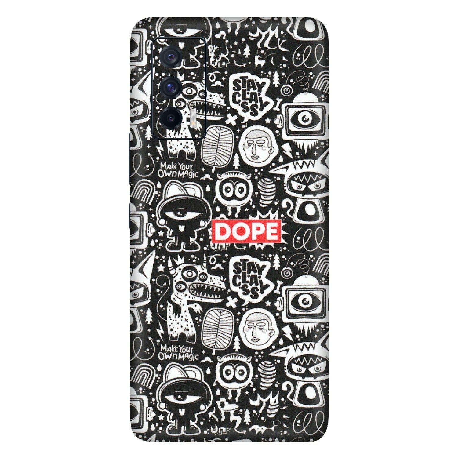 IQOO Phone Skins (All Models) - Dope Stay Classy Black Doodles - Matte Finish (M-126) IQOO 7
