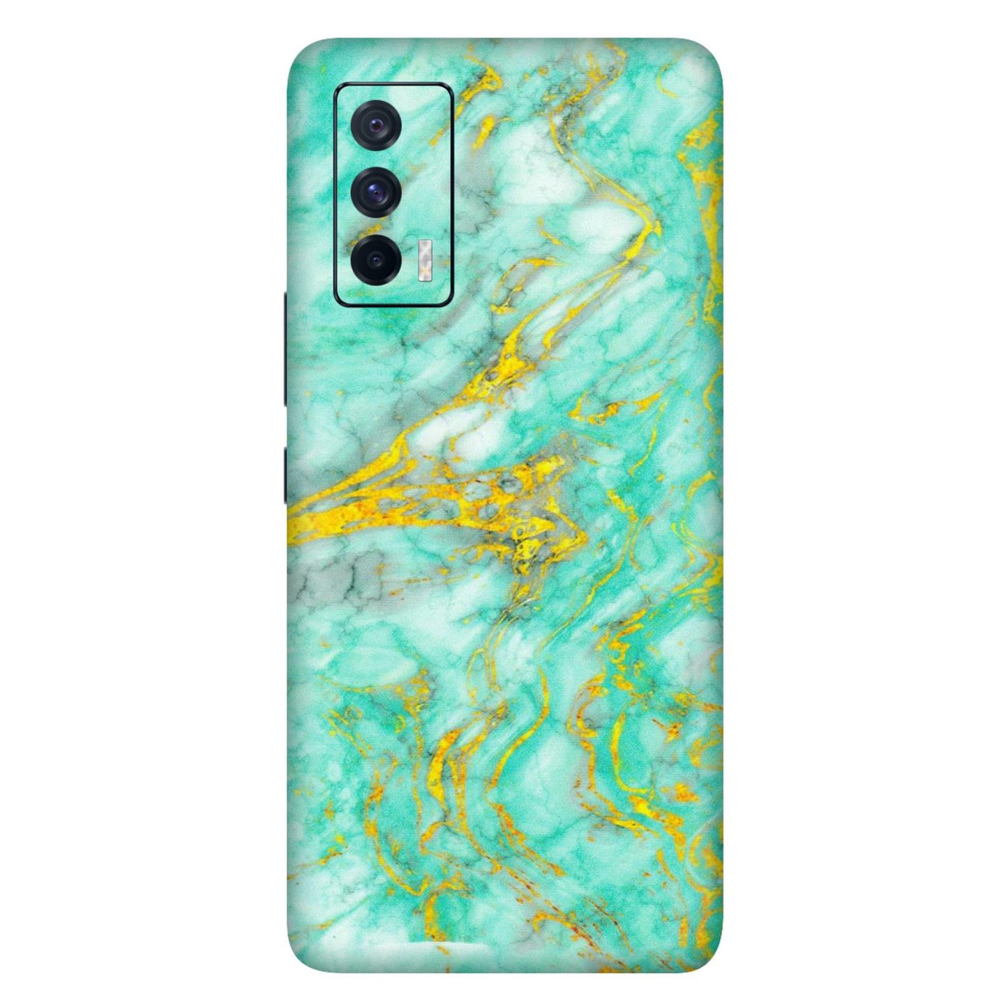 IQOO Phone Skins (All Models) - Green And Gold Marble Feel - Matte Finish (M-16) IQOO 7