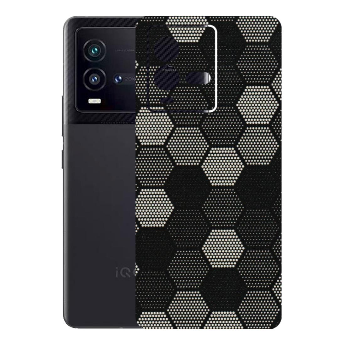 IQOO Phone Skins (All Models) - Black & White Dotted Honeycomb Texture - 3D Embossed Finish (L-202) IQOO 9T