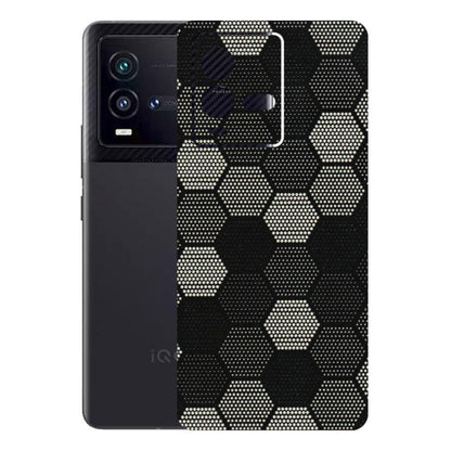 IQOO Phone Skins (All Models) - Black & White Dotted Honeycomb Texture - 3D Embossed Finish (L-202) IQOO 9T