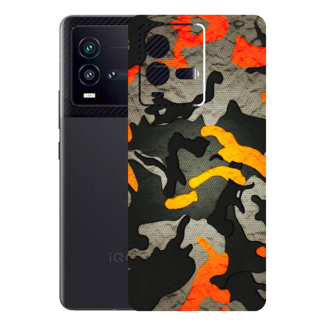 IQOO Phone Skins (All Models) - Orange Camouflage - 3D Embossed Finish (L-204) IQOO 9T