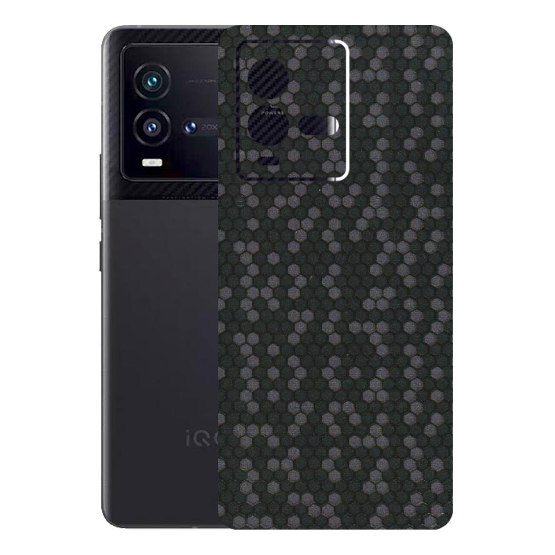 IQOO Phone Skins (All Models) - Black Grey Honeycomb Sober - 3D Embossed Finish (L-85) IQOO 9T