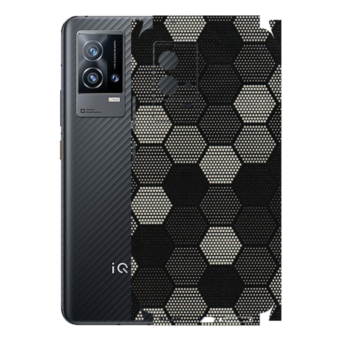 IQOO Phone Skins (All Models) - Black & White Dotted Honeycomb Texture - 3D Embossed Finish (L-202) IQOO 9 5G