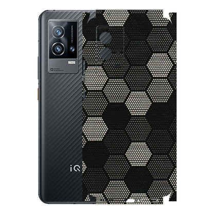 IQOO Phone Skins (All Models) - Black & White Dotted Honeycomb Texture - 3D Embossed Finish (L-202) IQOO 9 5G