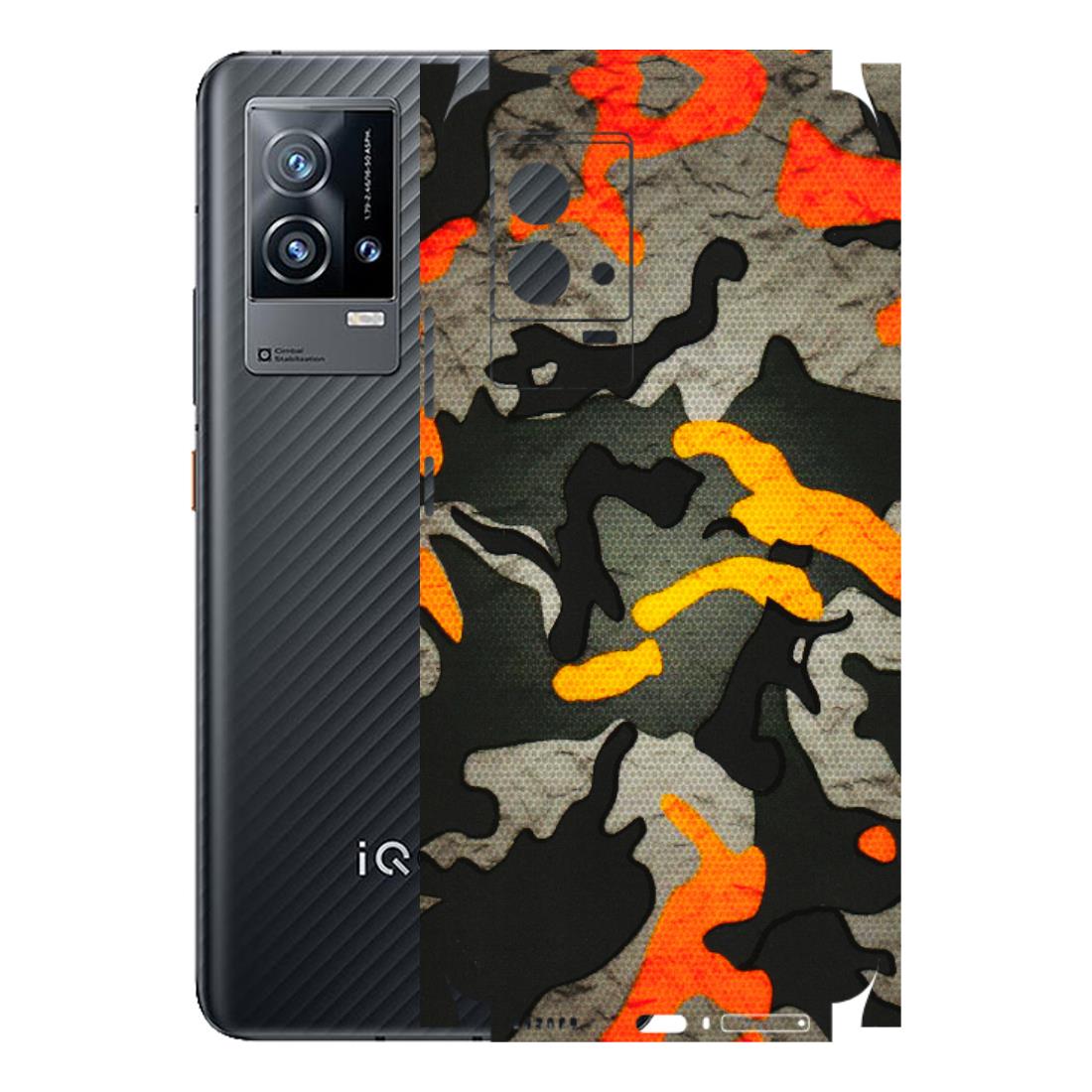 IQOO Phone Skins (All Models) - Orange Camouflage - 3D Embossed Finish (L-204) IQOO 9 5G