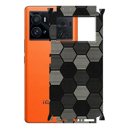 IQOO Phone Skins (All Models) - Black & White Dotted Honeycomb Texture - 3D Embossed Finish (L-202) IQOO 9 Pro 5G