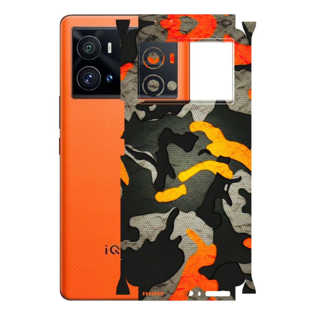 IQOO Phone Skins (All Models) - Orange Camouflage - 3D Embossed Finish (L-204) IQOO 9 Pro 5G