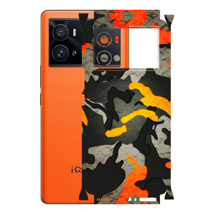 IQOO Phone Skins (All Models) - Orange Camouflage - 3D Embossed Finish (L-204) IQOO 9 Pro 5G