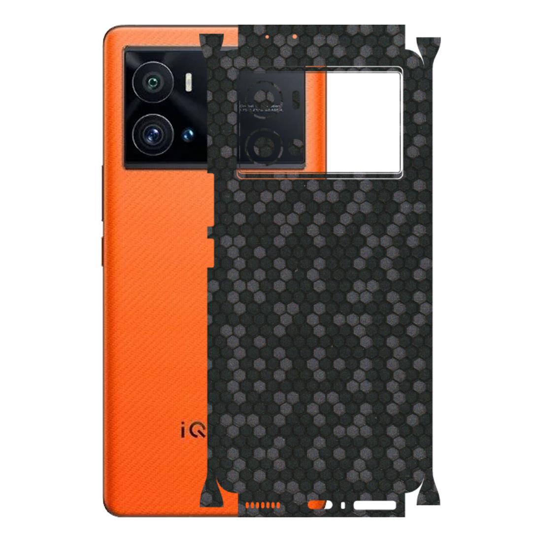 IQOO Phone Skins (All Models) - Black Grey Honeycomb Sober - 3D Embossed Finish (L-85) IQOO 9 Pro 5G