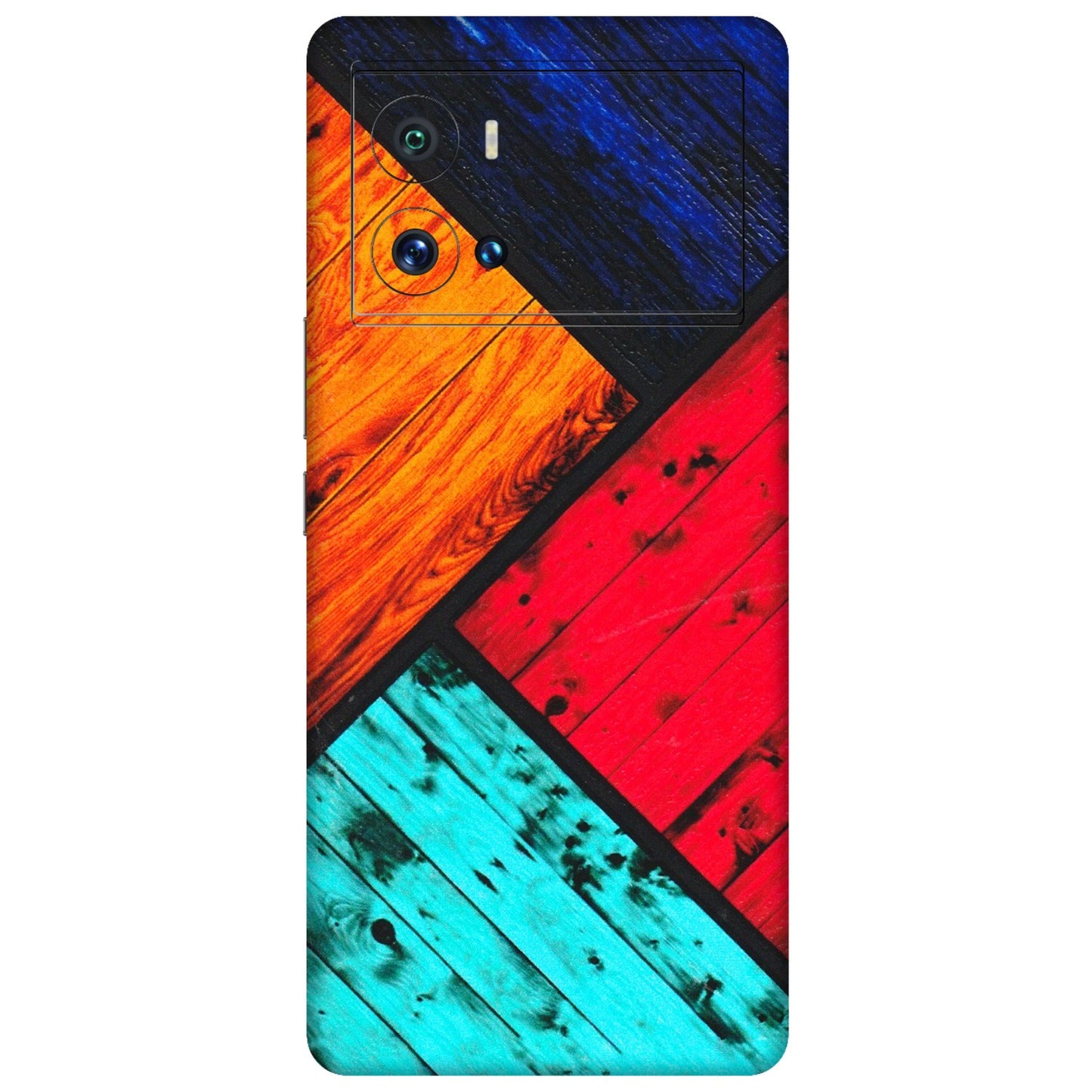 IQOO Phone Skins (All Models) - Colourful Wood Panels Abstract - 3D Embossed Finish (L-09) IQOO 9 Pro 5G