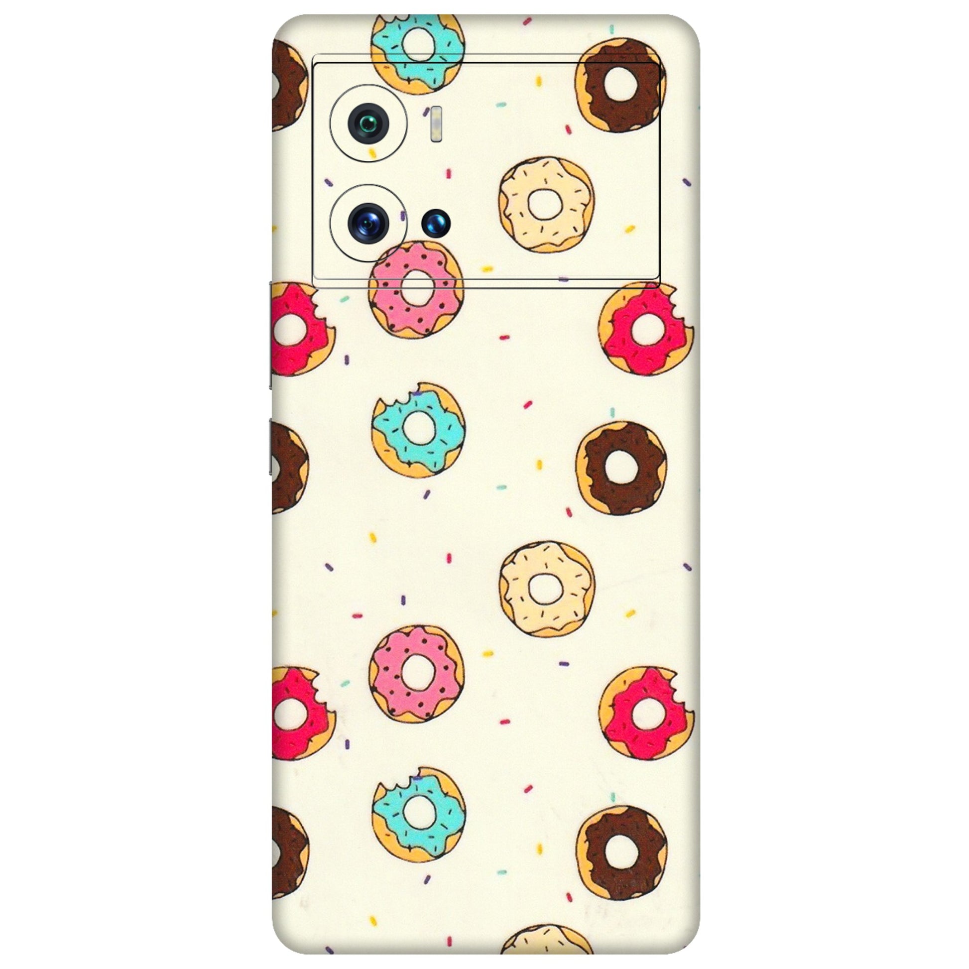 IQOO Phone Skins (All Models) - Mini Donuts Doodle Art - 3D Embossed Finish (L-122) IQOO 9 Pro 5G