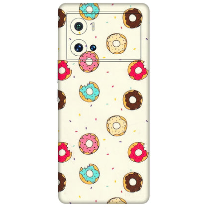 IQOO Phone Skins (All Models) - Mini Donuts Doodle Art - 3D Embossed Finish (L-122) IQOO 9 Pro 5G
