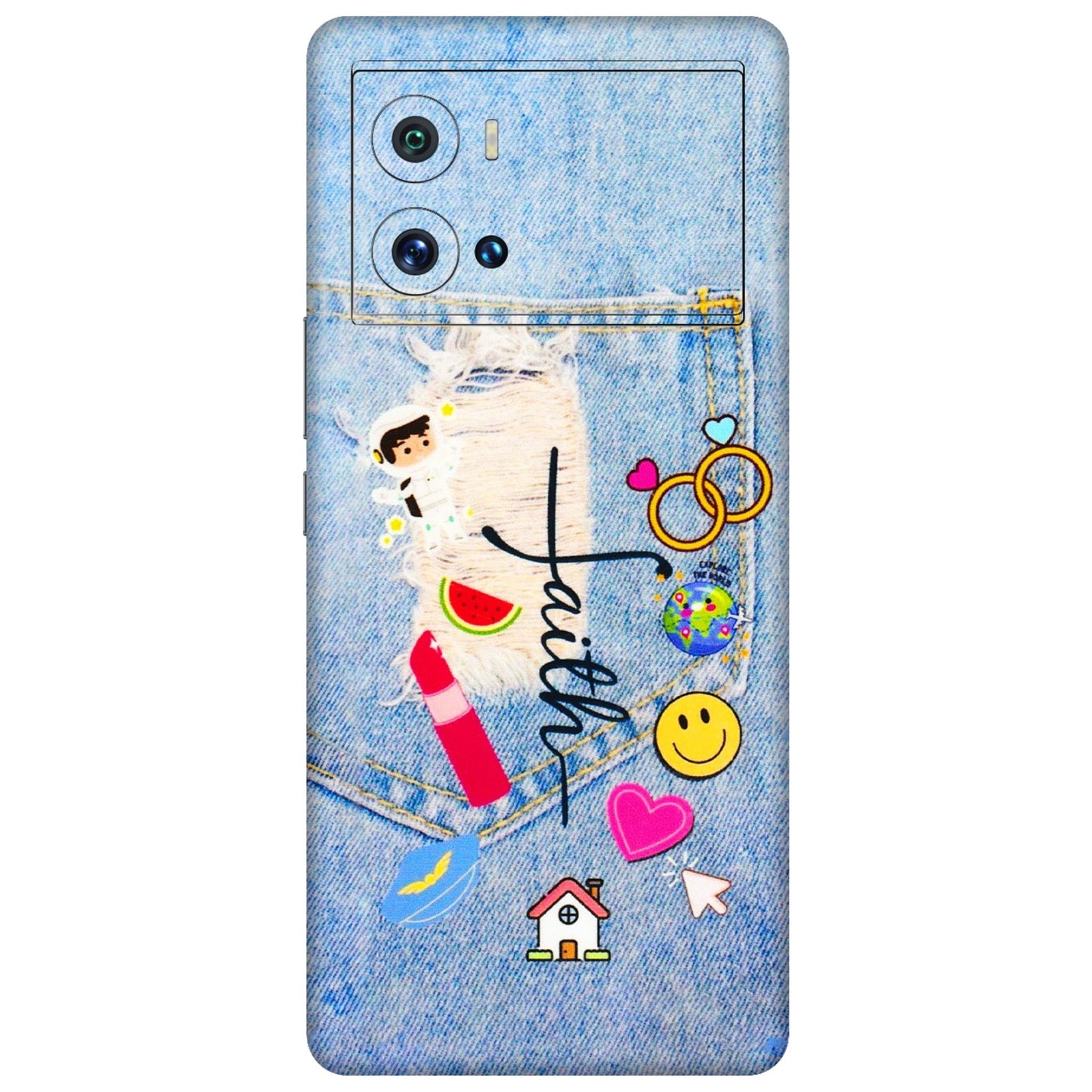 IQOO Phone Skins (All Models) - Denim Jeans Pocket - 3D Embossed Finish (L-134) IQOO 9 Pro 5G