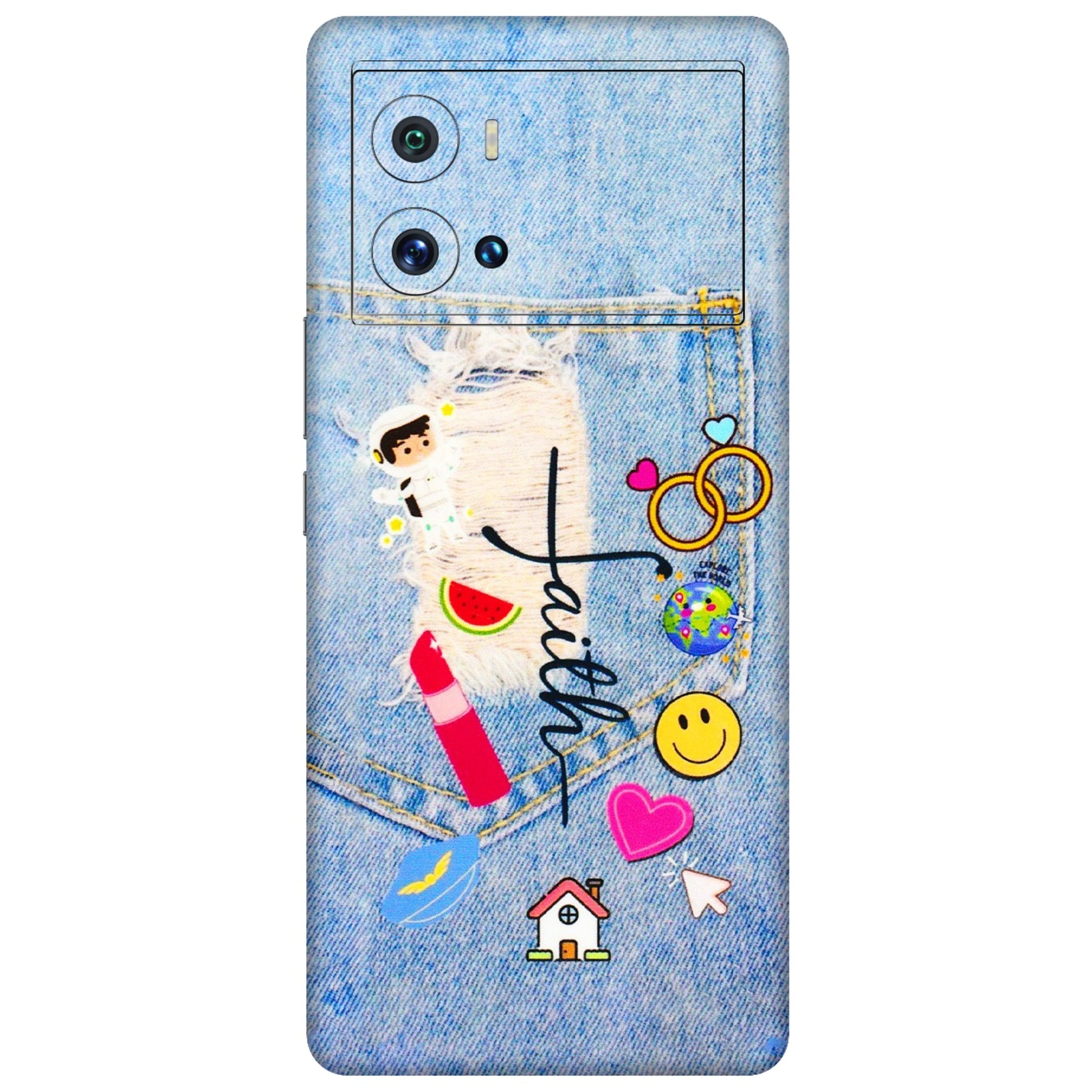 IQOO Phone Skins (All Models) - Denim Jeans Pocket - 3D Embossed Finish (L-134) IQOO 9 Pro 5G