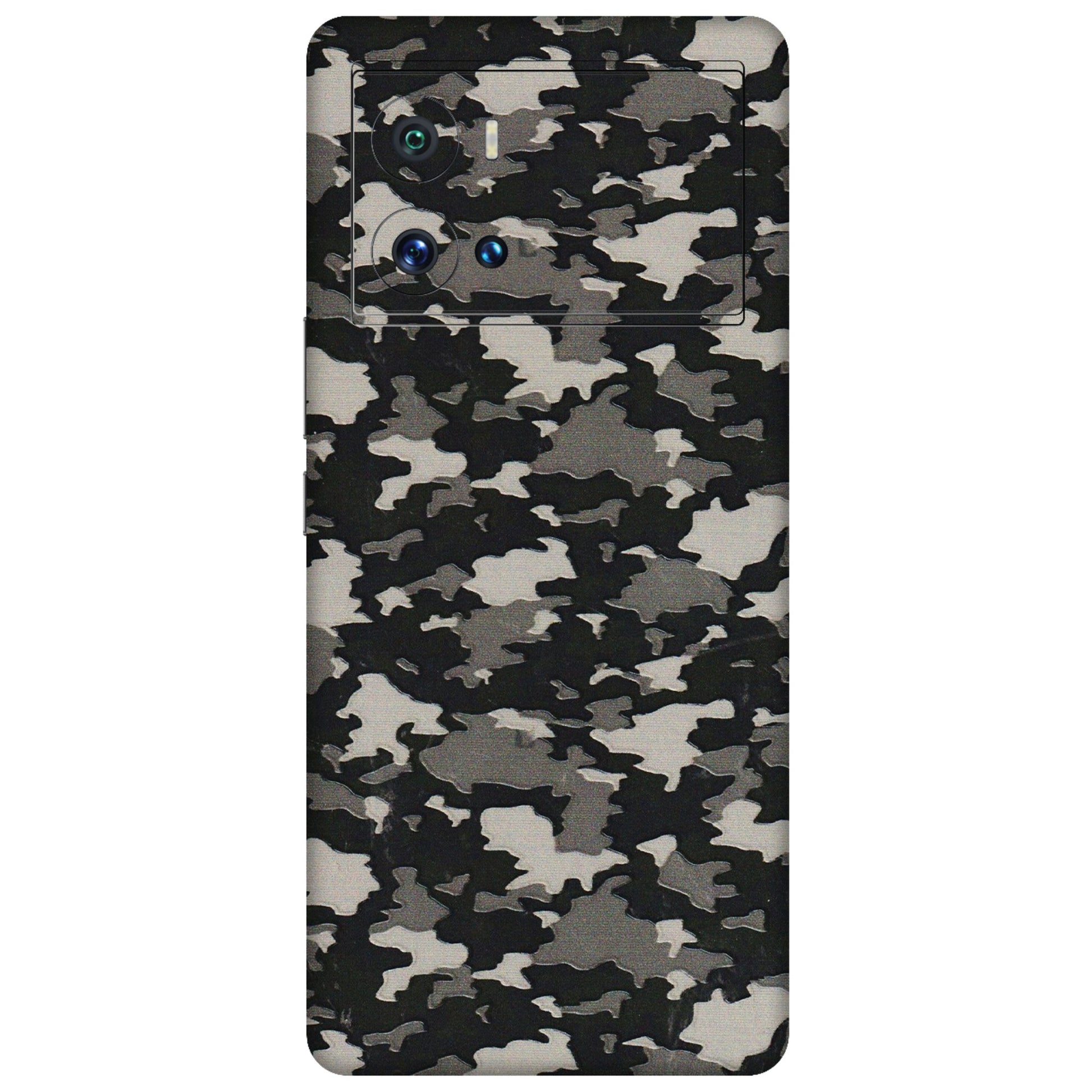 IQOO Phone Skins (All Models) - Black/Grey Camoflaunge - 3D Embossed Finish (L-142) IQOO 9 Pro 5G