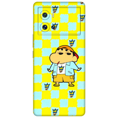 IQOO Phone Skins (All Models) - Yellow Blue Shinchan Cute - 3D Embossed Finish (L-221) IQOO 9 Pro 5G