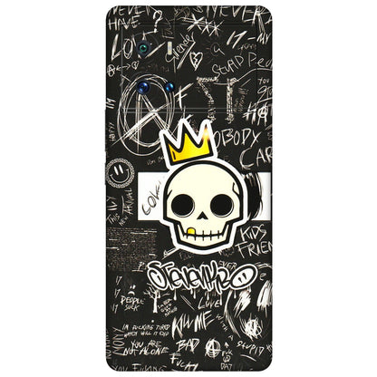 IQOO Phone Skins (All Models) - Funny Skull Black Chalk Grafitti - 3D Embossed Finish (L-22) IQOO 9 Pro 5G