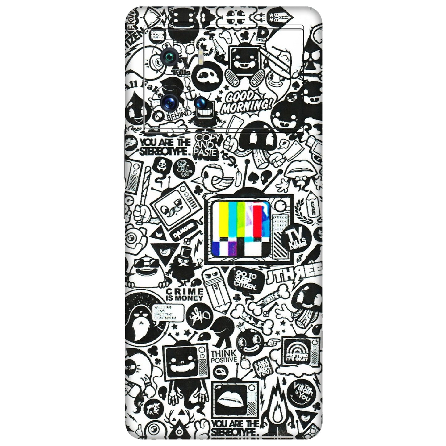 IQOO Phone Skins (All Models) - Doodles Positive Art - 3D Embossed Finish (L-263) IQOO 9 Pro 5G