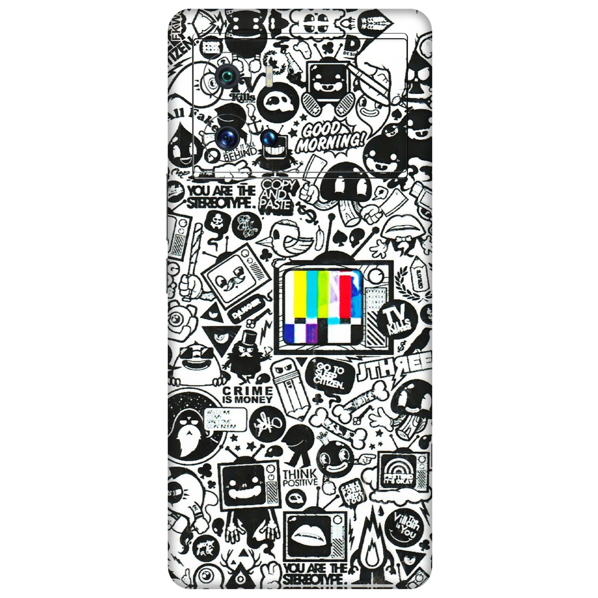 IQOO Phone Skins (All Models) - Doodles Positive Art - 3D Embossed Finish (L-263) IQOO 9 Pro 5G