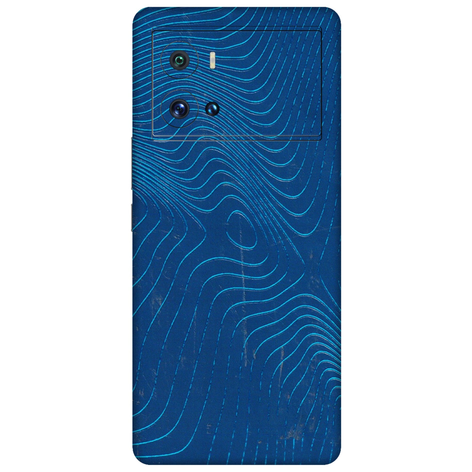 IQOO Phone Skins (All Models) - Abstract Blue Line Map - 3D Embossed Finish (L-272) IQOO 9 Pro 5G