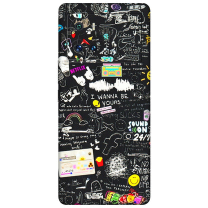 IQOO Phone Skins (All Models) - Black Creatives Doodles - 3D Embossed Finish (L-311) IQOO 9 Pro 5G