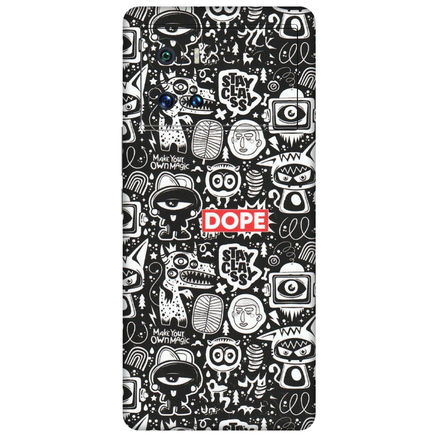 IQOO Phone Skins (All Models) - Dope Stay Classy Black Doodles - Matte Finish (M-126) IQOO 9 Pro 5G