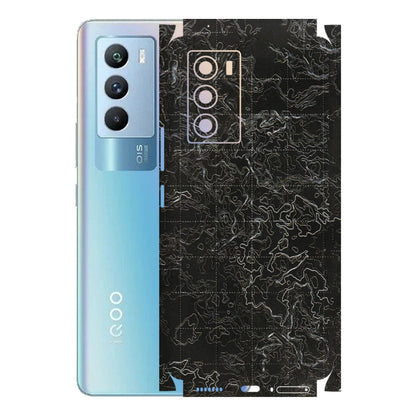 IQOO Phone Skins (All Models) - Black map Texture - 3D Embossed Finish (L-201) IQOO 9 SE 5G