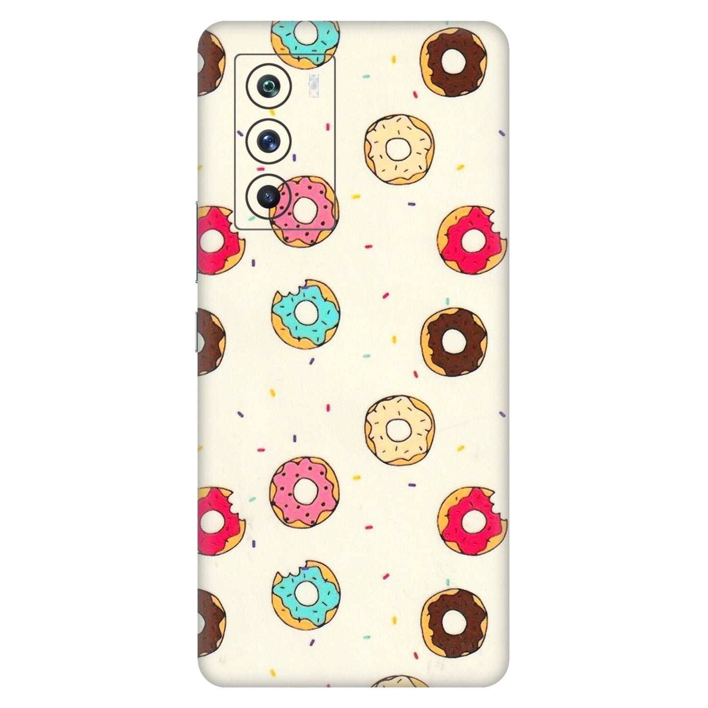 IQOO Phone Skins (All Models) - Mini Donuts Doodle Art - 3D Embossed Finish (L-122) IQOO 9 SE 5G