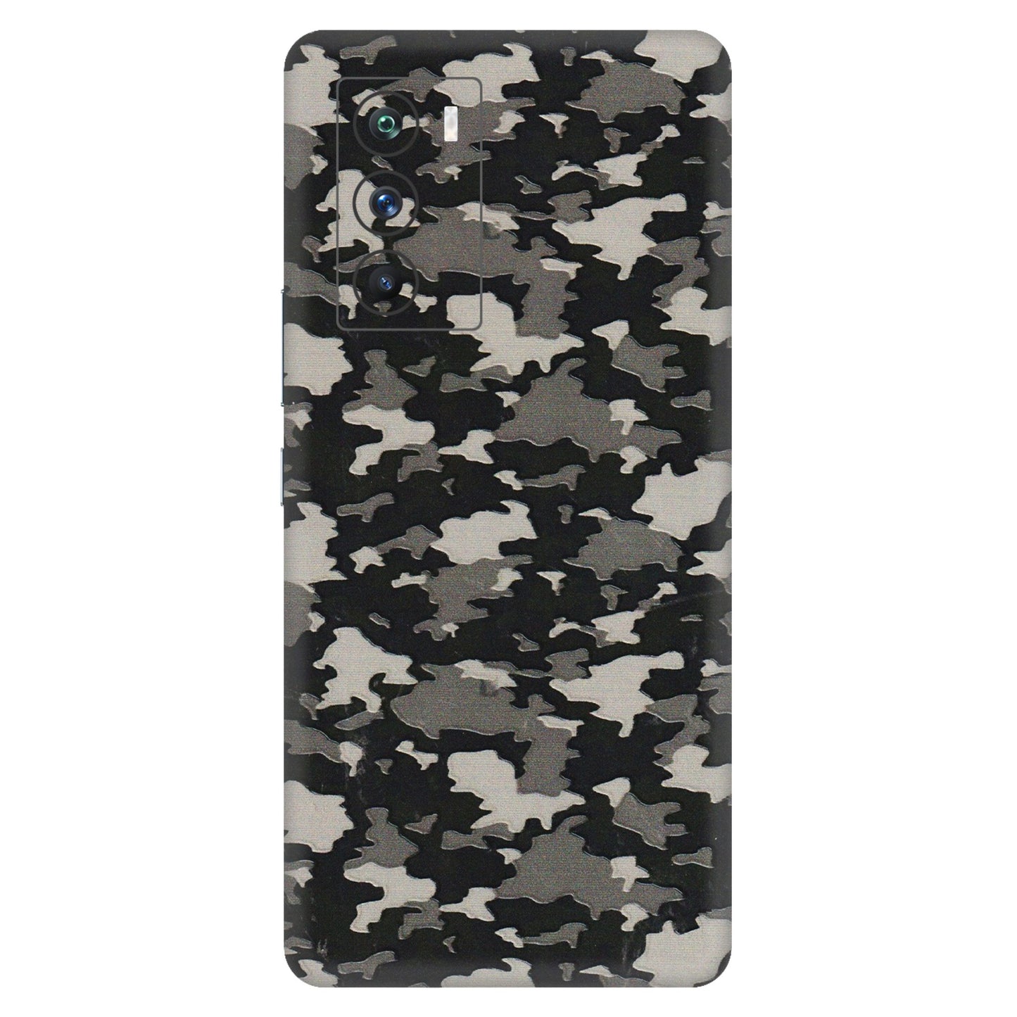 IQOO Phone Skins (All Models) - Black/Grey Camoflaunge - 3D Embossed Finish (L-142) IQOO 9 SE 5G