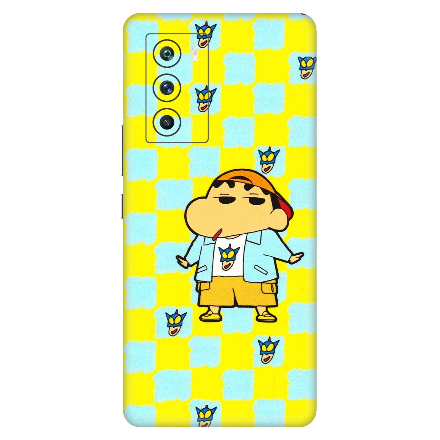 IQOO Phone Skins (All Models) - Yellow Blue Shinchan Cute - 3D Embossed Finish (L-221) IQOO 9 SE 5G