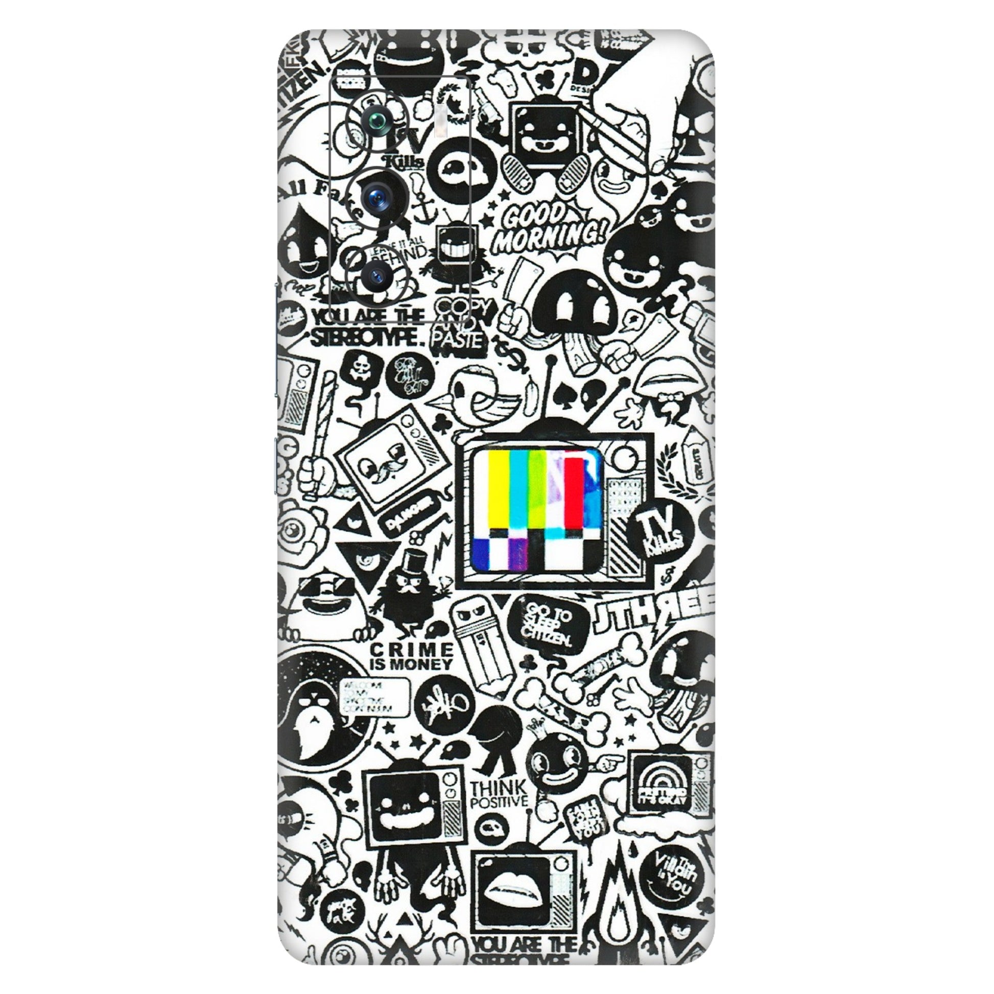 IQOO Phone Skins (All Models) - Doodles Positive Art - 3D Embossed Finish (L-263) IQOO 9 SE 5G